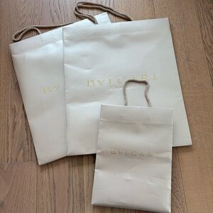 Bulgari Beige and Gold Shopping Bag Set